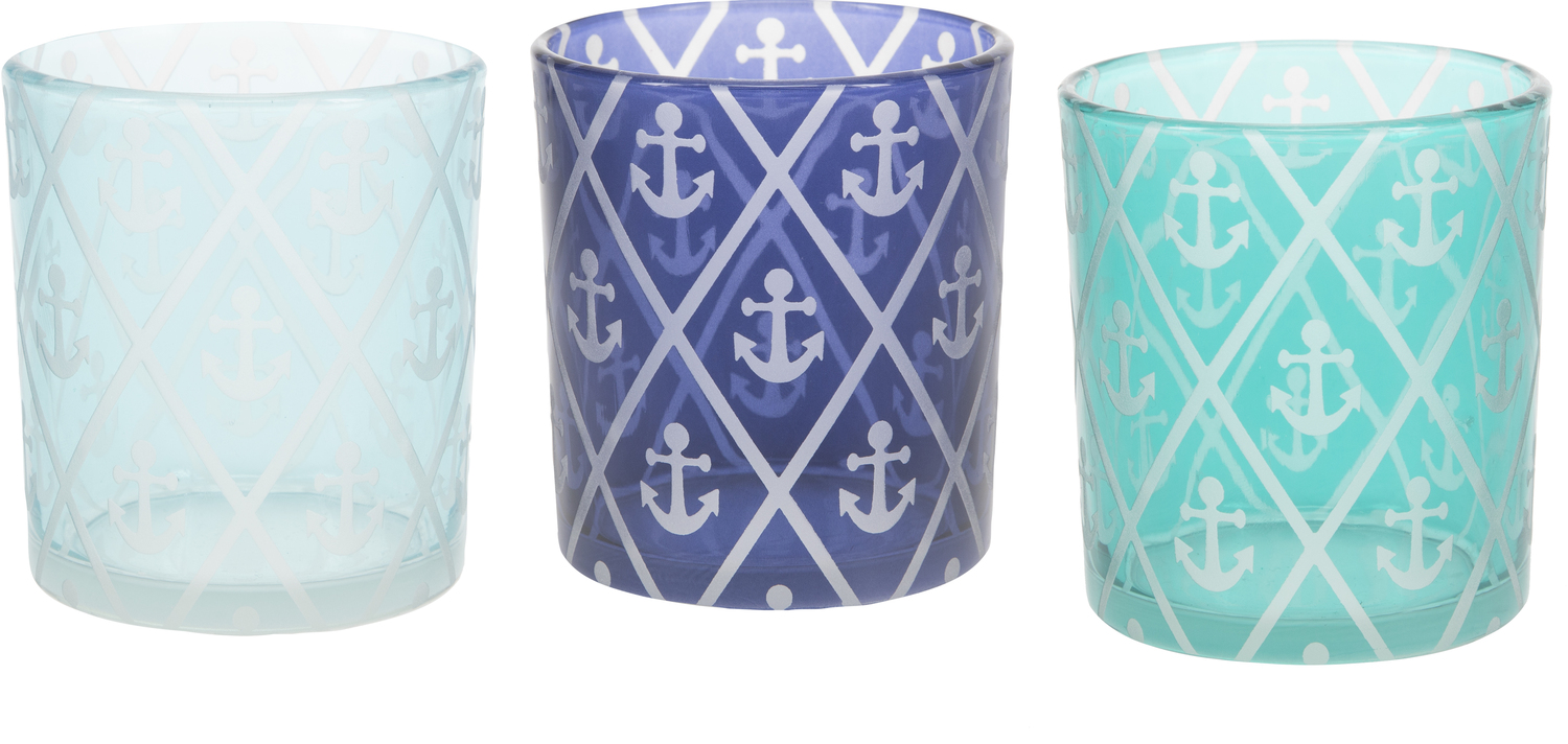 Blue Anchor by Candle Decor - Blue Anchor - 3 Assorted Votive Holders