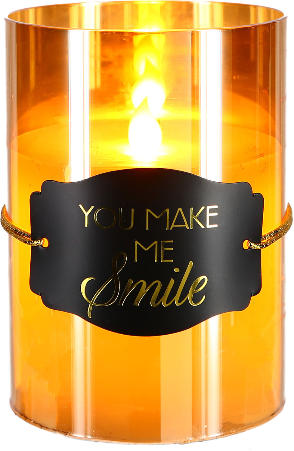 Smile by Candle Decor - Smile - 5" Amber Luster Realistic Flame Candle  