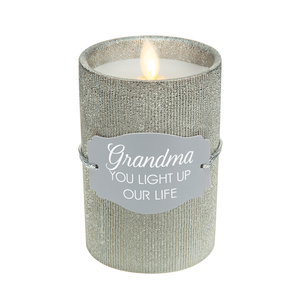 Grandma by Candle Decor - 4.75" Pewter Glitter Realistic Flame Candle 