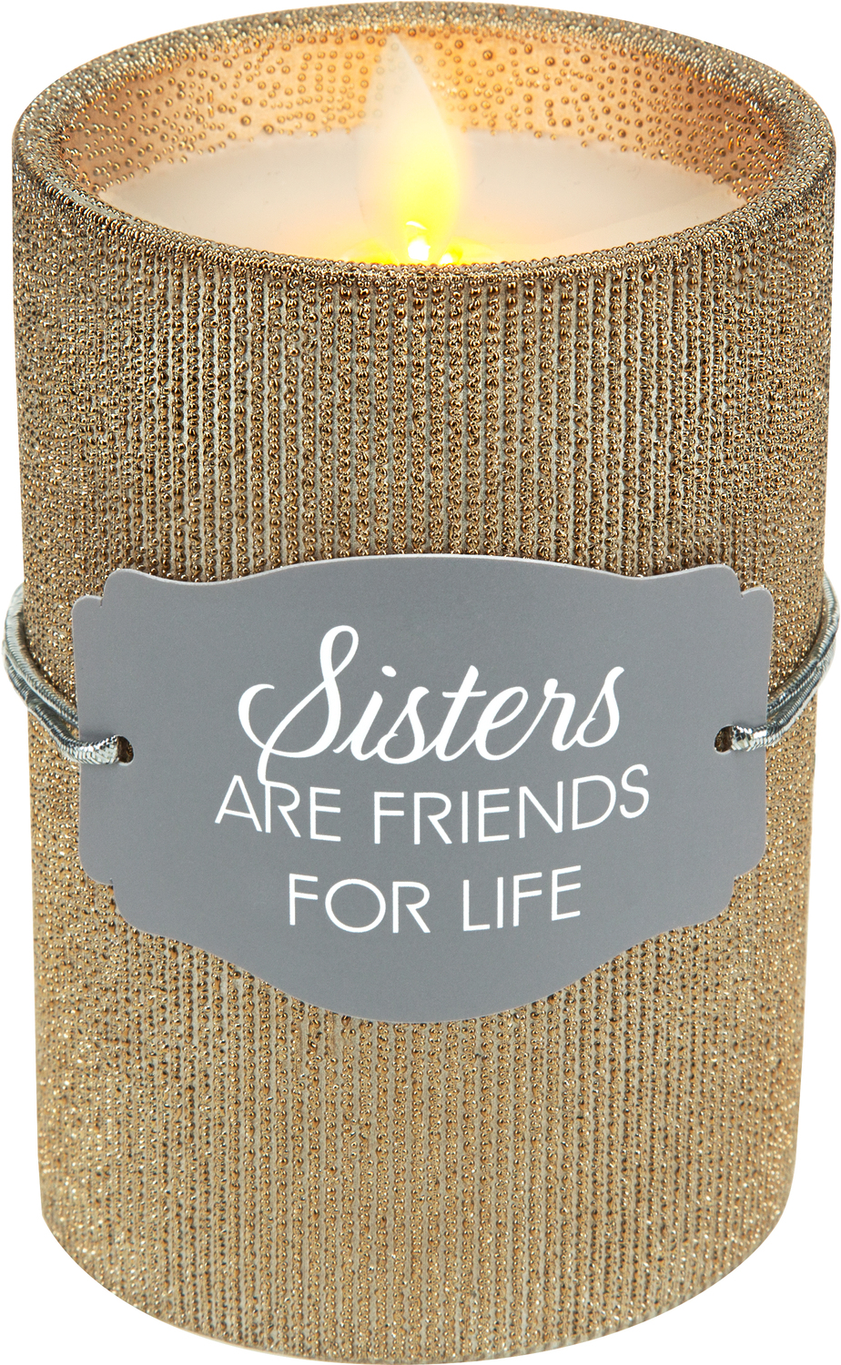 Sister by Candle Decor - Sister - 4.75" Bronze Glitter Realistic Flame Candle 