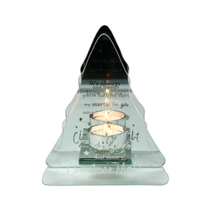 Christmas Night by Forever in our Hearts - 5.75" x 7" Mirrored Glass Candle Holder