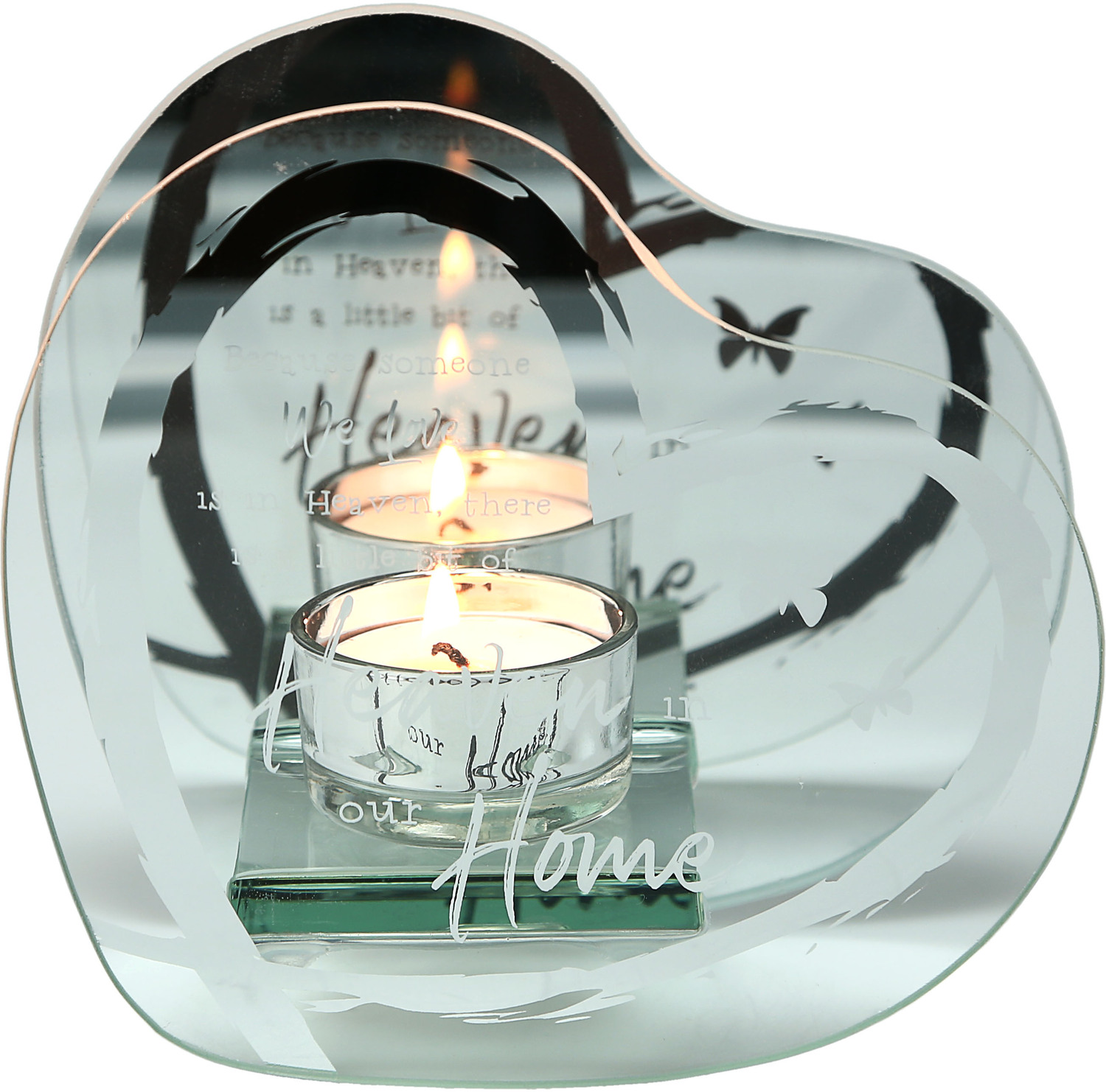 Heaven in our Home by Forever in our Hearts - Heaven in our Home - 5.5" x 5.25" Mirrored Glass Candle Holder