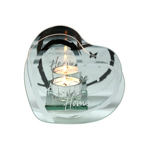 Heaven in our Home by Forever in our Hearts - 5.5" x 5.25" Mirrored Glass Candle Holder