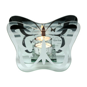 Whispers by Forever in our Hearts - 6.75" x 5" Mirrored Glass Candle Holder