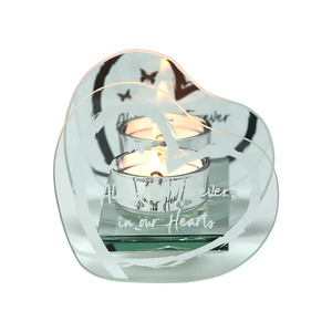 Always & Forever by Forever in our Hearts - 4" x 3.75" Mirrored Glass Candle Holder