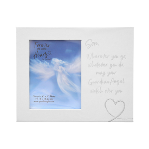 Son Guardian Angel by Forever in our Hearts - Visor Memorial Photo Frame (Holds 4" x 6" Photo)
