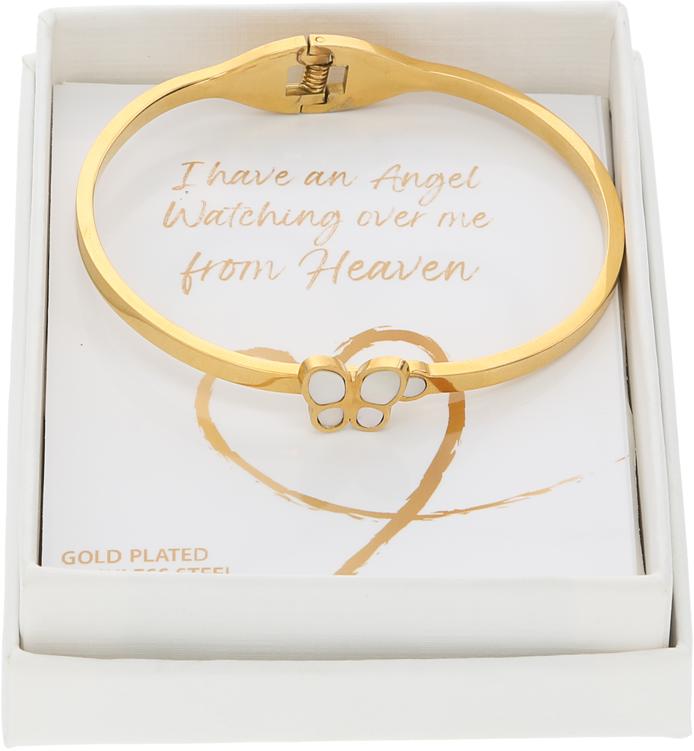Angel by Forever in our Hearts - Angel - Gold Plated Hinged Bangle Bracelet