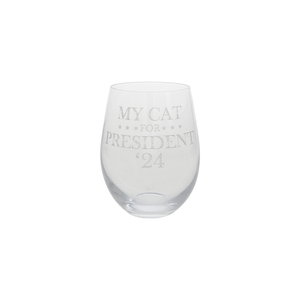 Cat for President by Personalization - 18oz Stemless Wine Glass