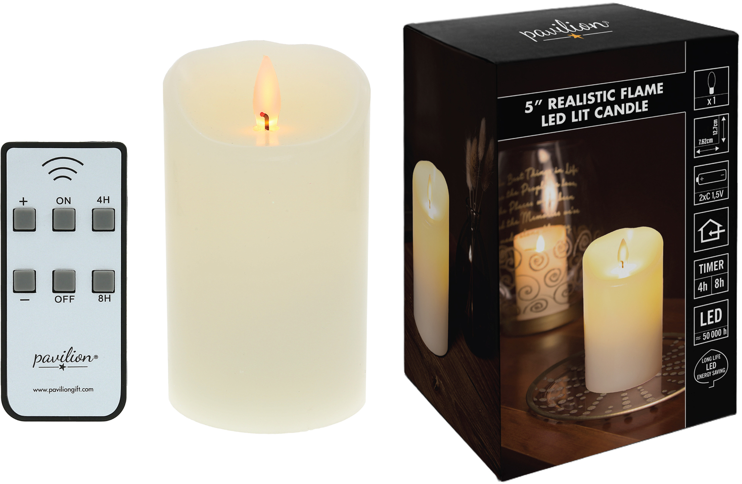 Ivory Candle by Pavilion Accessories - Ivory Candle - 5" Realistic Flame LED Lit Candle