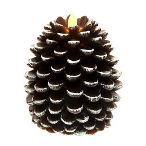 Brown Pine Cone by Pavilion Accessories - 5" Realistic Flame LED Lit Candle