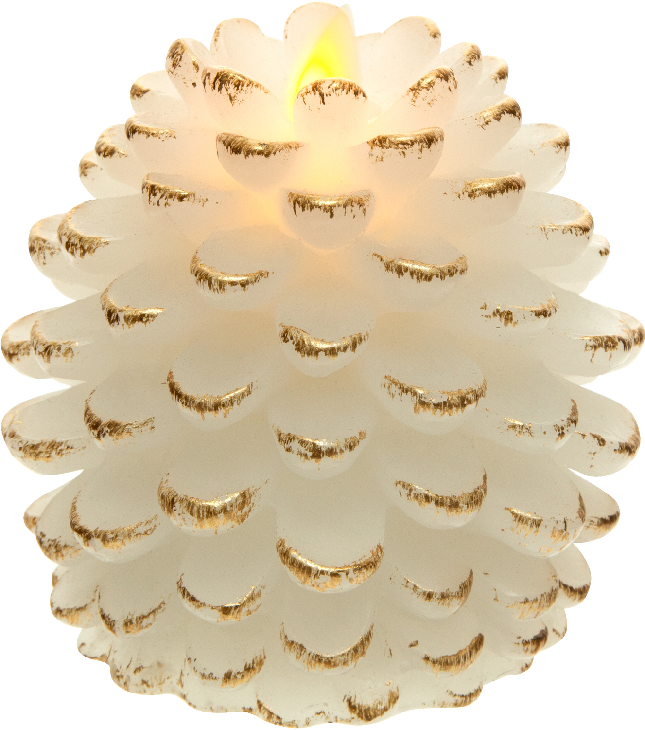 White Pine Cone by Pavilion Accessories - White Pine Cone - 4.25" Realistic Flame LED Lit Candle